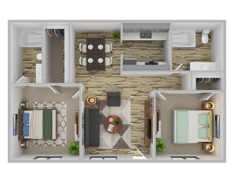 2 Bed 2 Bath Floor Plan at Gilbert Square Apartments, Mesa, 85203
